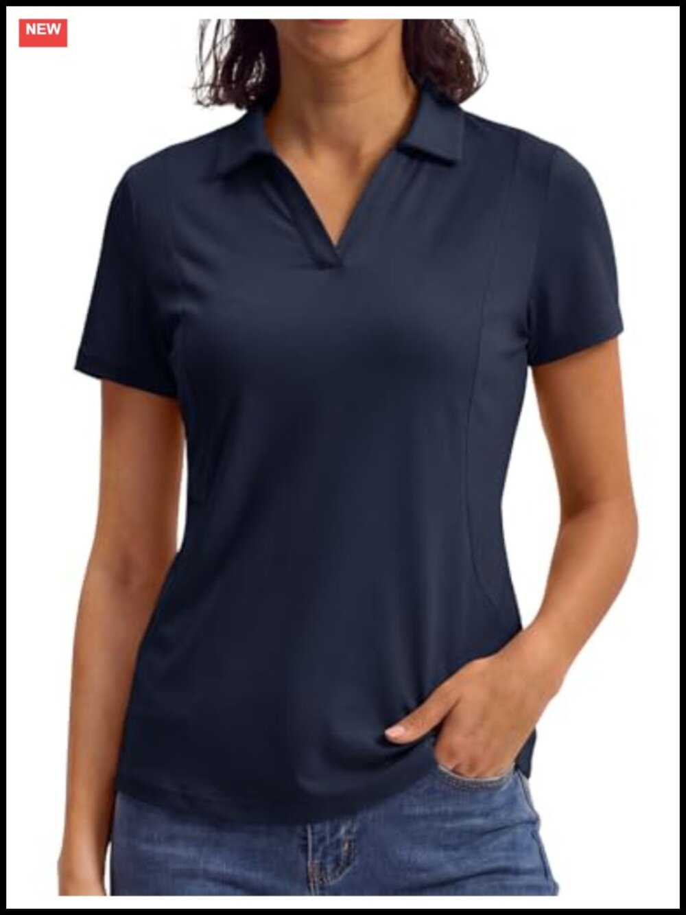 Women's V-Neck Golf Polo Shirt Short Sleeve Quick Dry UPF 50+ Stretch